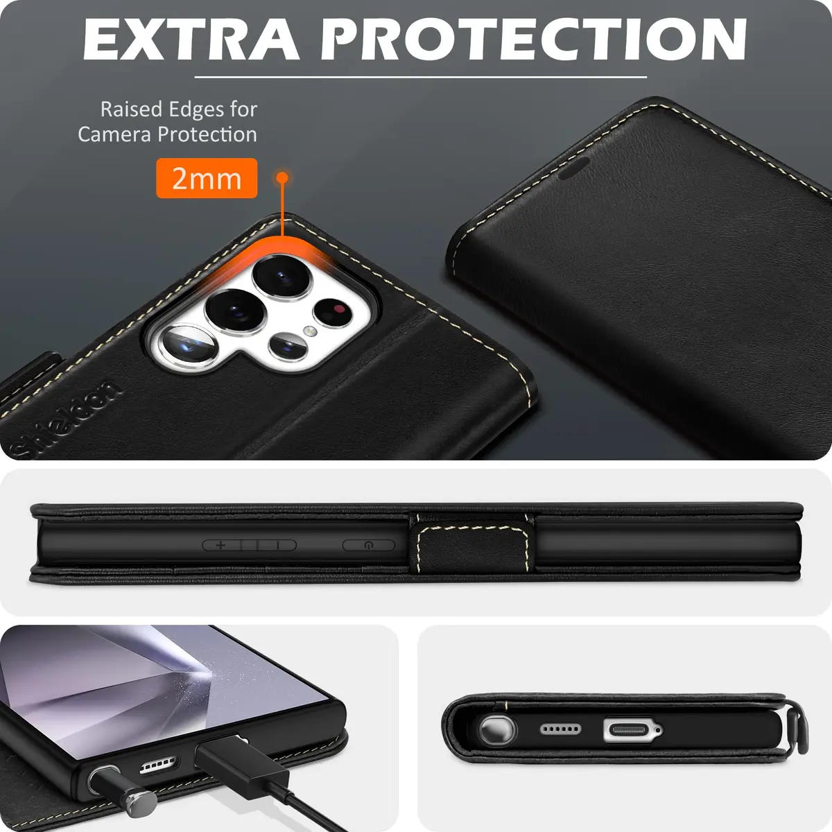 SHIELDON Genuine Leather Wallet Case for Galaxy S25 Ultra 6.9" | RFID Card Slots & Shockproof - view 8