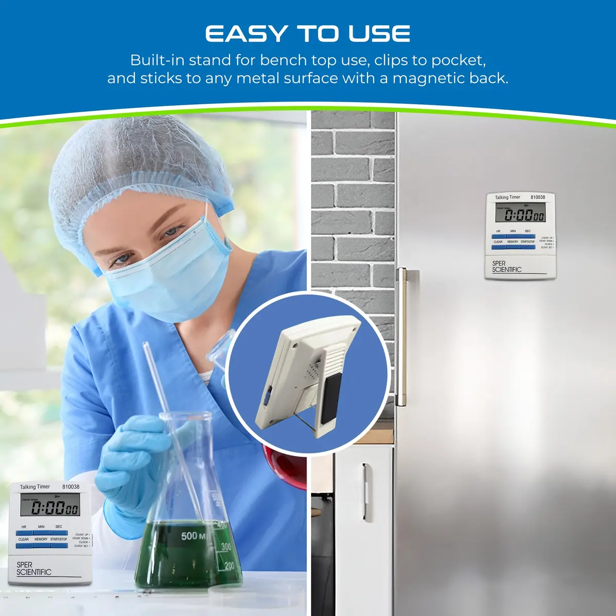 Sper Scientific Talking Timer with Audible Countdown Voice Announcements 810038 | Large LCD, Loud Alarm, 4 Pack - view 3