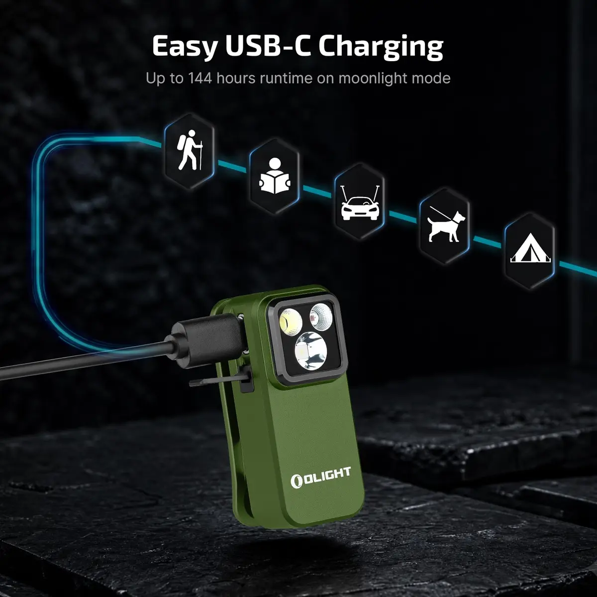 OLIGHT Oclip Pro Rechargeable EDC Clip-on Flashlight, OD Green | 500 Lumens Floodlight & 120m Spotlight - view 7