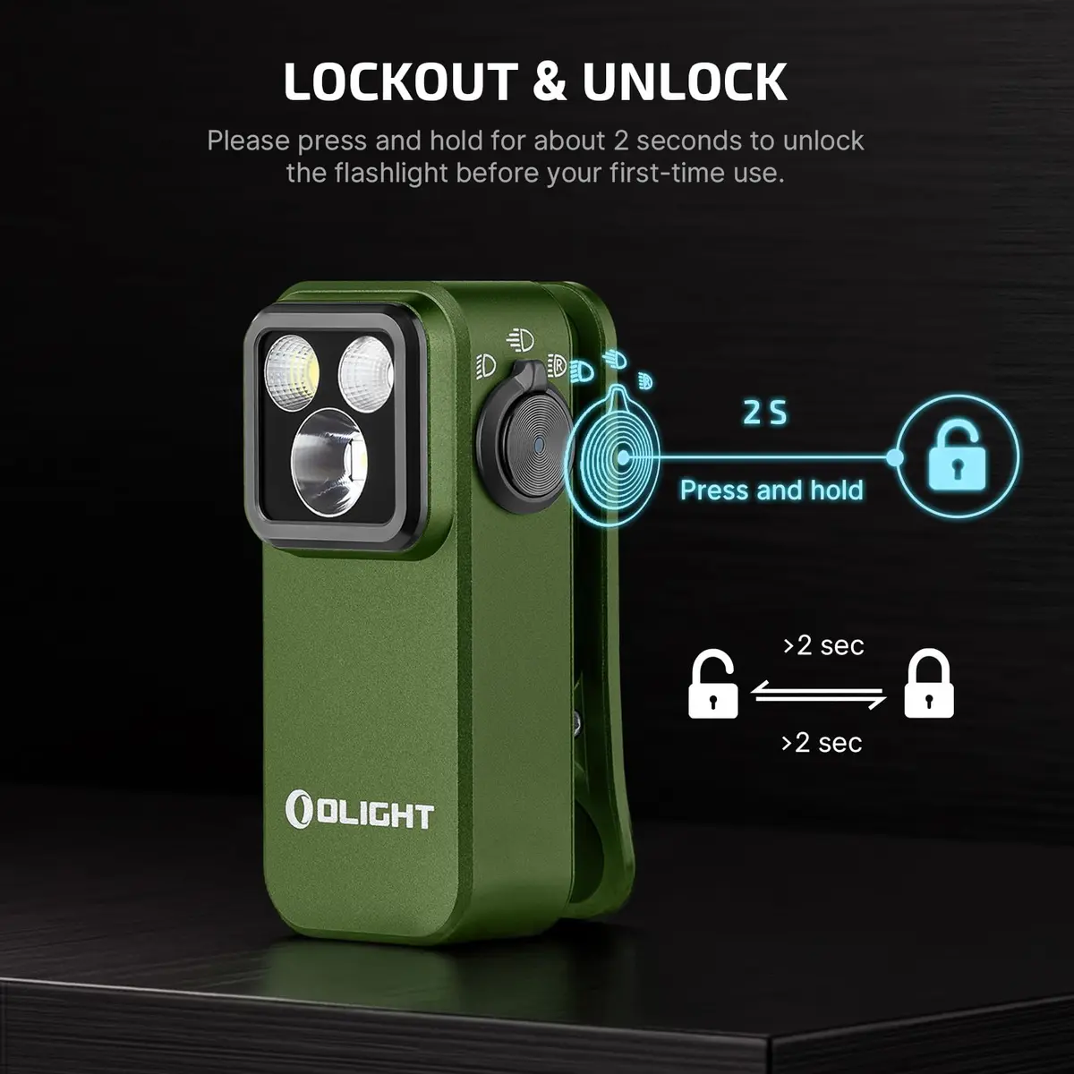 OLIGHT Oclip Pro Rechargeable EDC Clip-on Flashlight, OD Green | 500 Lumens Floodlight & 120m Spotlight - view 9
