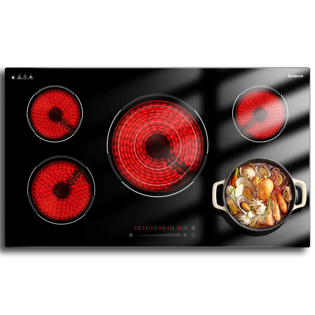 Karienvir 36 Inch 5 Burner Electric Cooktop 9200W (35.43" x 20.47") | 220V-240V Compatible for Indian Kitchens - main product image