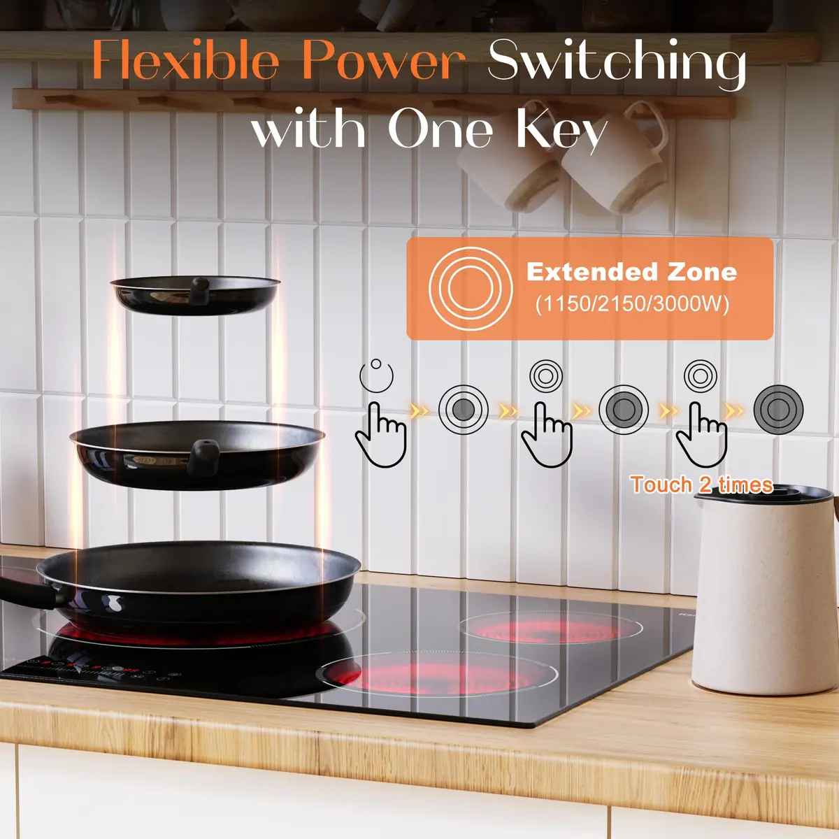 Karienvir 36 Inch 5 Burner Electric Cooktop 9200W (35.43" x 20.47") | 220V-240V Compatible for Indian Kitchens - view 3
