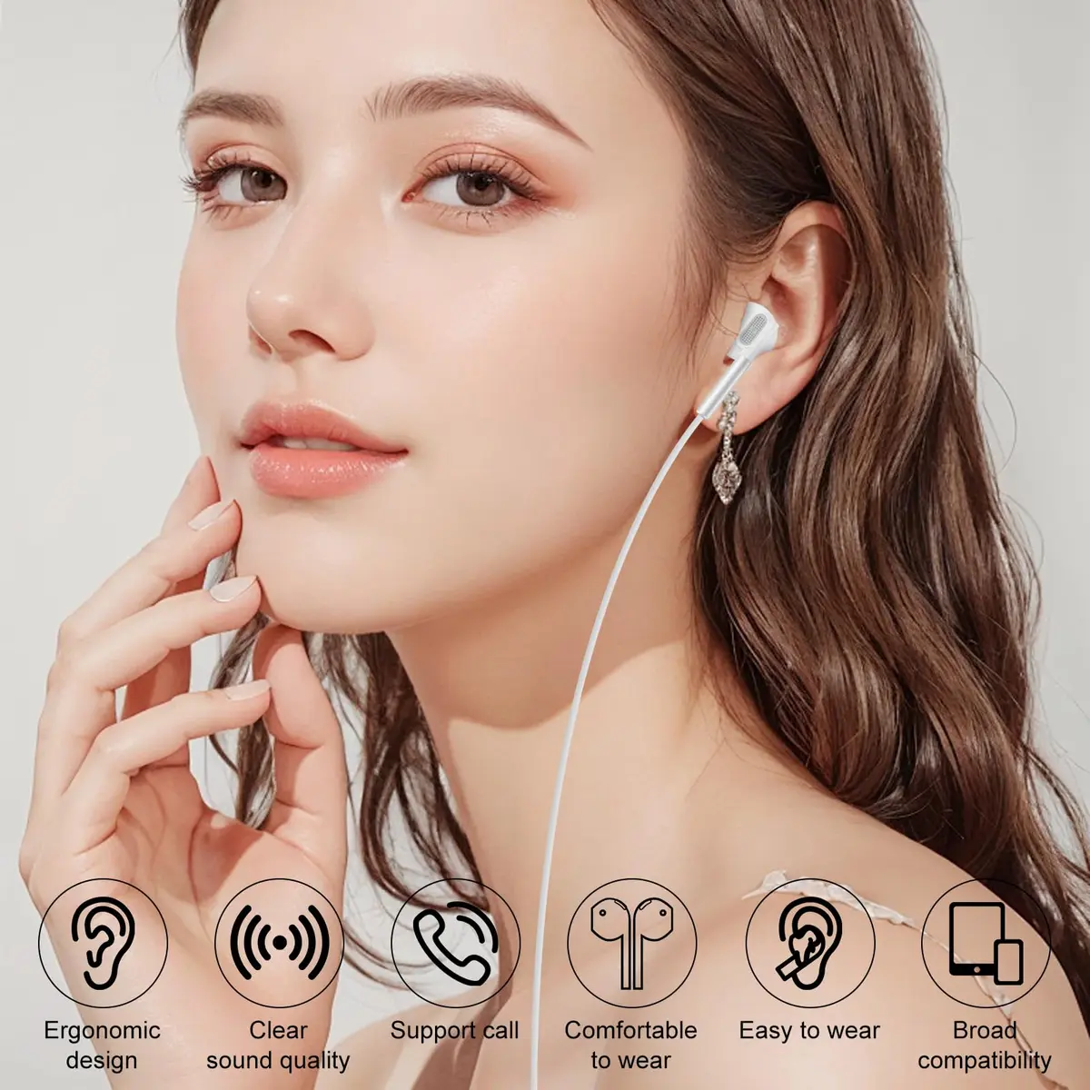 VIFIGEN USB C Headphones for iPhone 15/16/17 Series, iPad, Samsung Galaxy S24-S26, Pixel 8-10, LG, OnePlus | White Wired In-Ear Earbuds with Mic - view 5