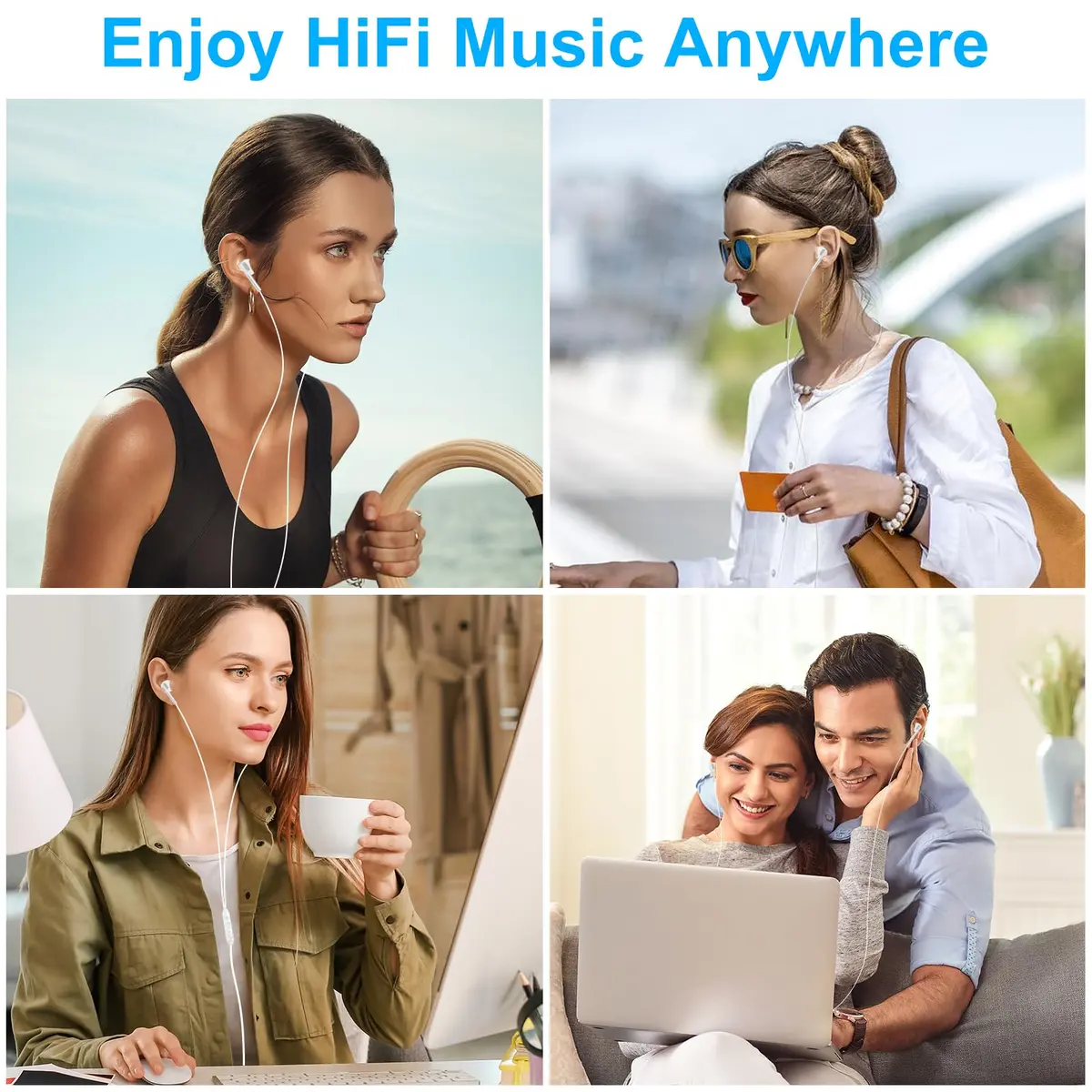 VIFIGEN USB C Headphones for iPhone 15/16/17 Series, iPad, Samsung Galaxy S24-S26, Pixel 8-10, LG, OnePlus | White Wired In-Ear Earbuds with Mic - view 7