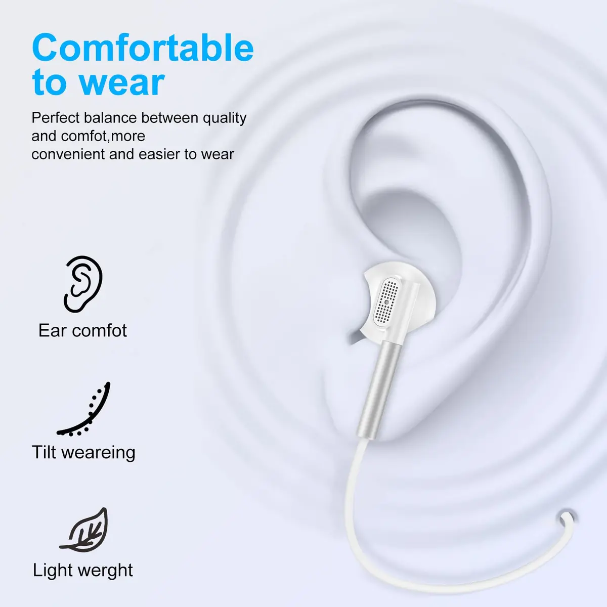 VIFIGEN USB C Headphones for iPhone 15/16/17 Series, iPad, Samsung Galaxy S24-S26, Pixel 8-10, LG, OnePlus | White Wired In-Ear Earbuds with Mic - view 9