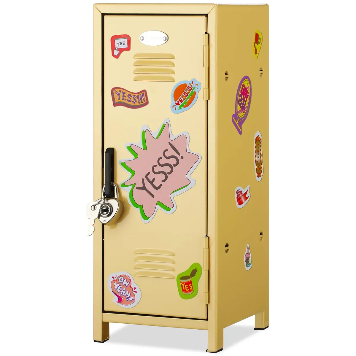 Vercraft Yellow Mini Locker with Lock and Keys | 27.5 cm (10.8 inches) Desktop Storage - main product image