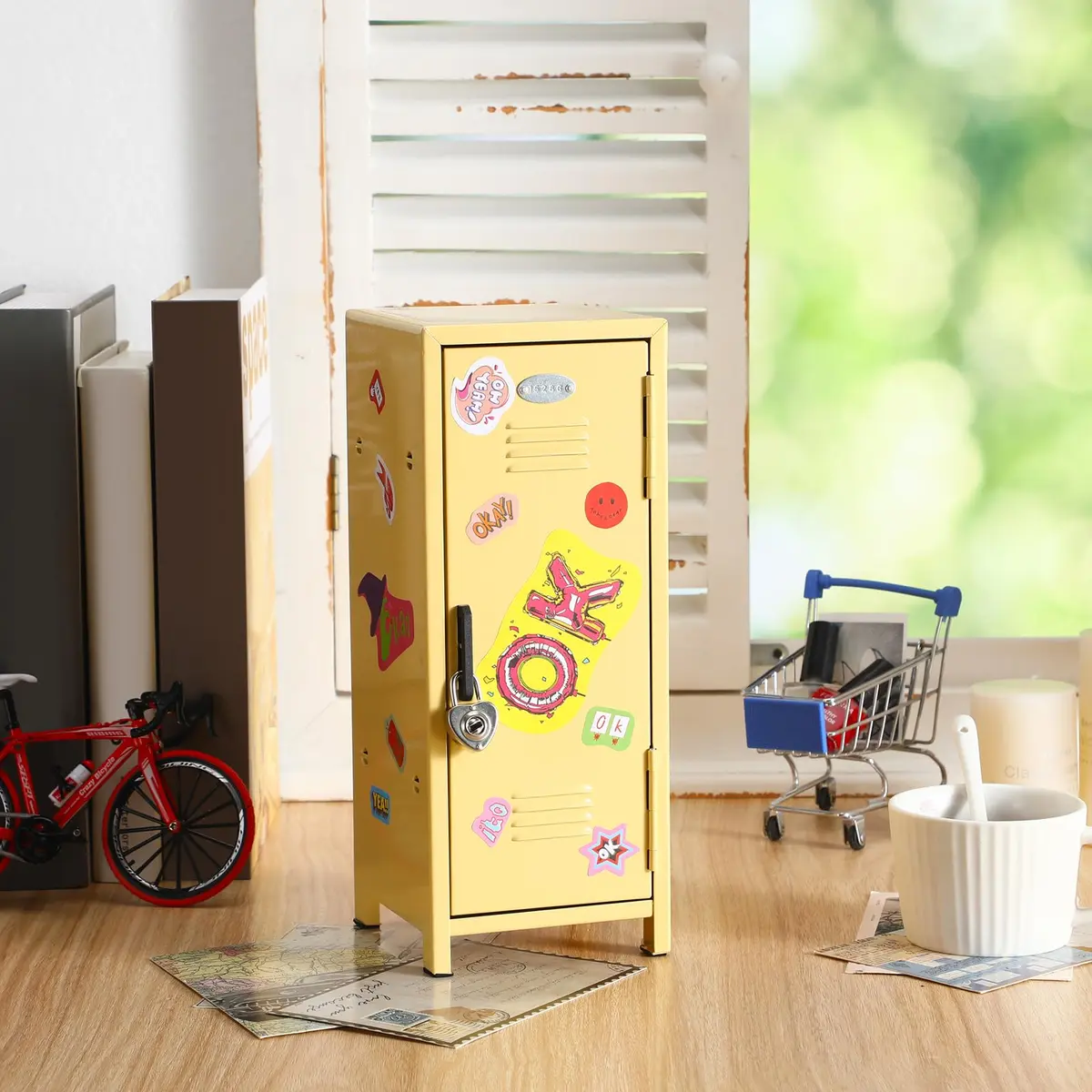 Vercraft Yellow Mini Locker with Lock and Keys | 27.5 cm (10.8 inches) Desktop Storage - view 6