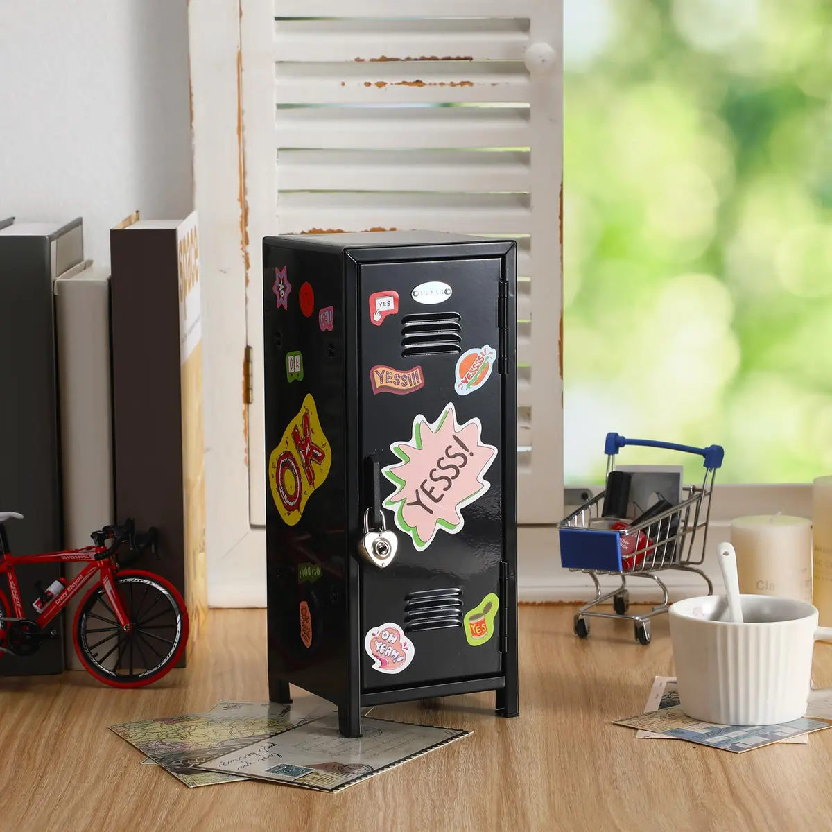 Vercraft Black Mini Locker with Lock & Keys | 27.5cm (10.8 inch) Desktop Storage Cabinet - view 6