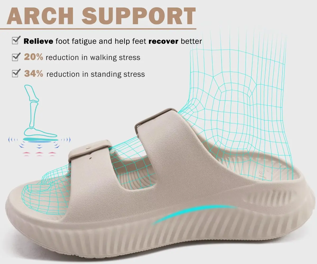 KuaiLu Womens Recovery Sandals with Comfortable Arch Support Beige Size 9 | Post-Workout Relief & All-Day Comfort - view 4
