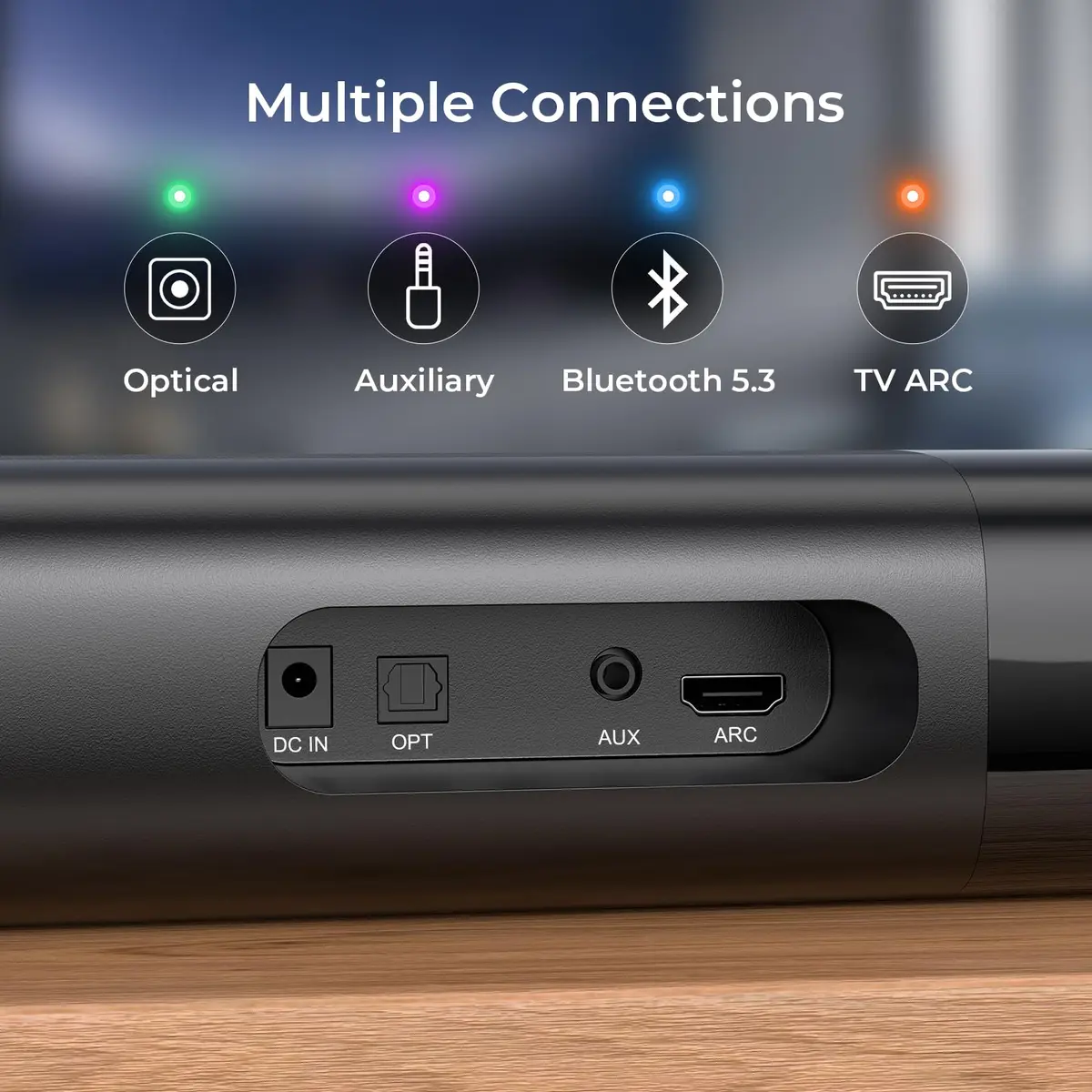 Assistrust Sound Bar for Smart TV | 80W Bluetooth/ARC/Opt/AUX Connect, Auto Volume Boost, 3 Equalizer Modes, 2 in 1 Detachable Design - view 5
