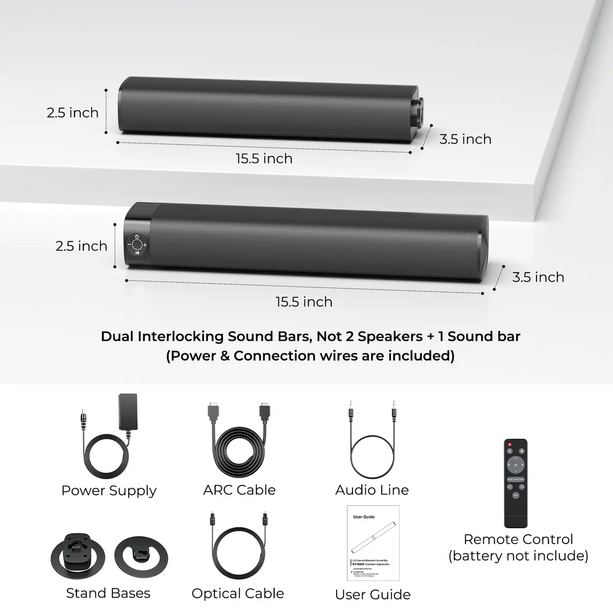 Assistrust Sound Bar for Smart TV | 80W Bluetooth/ARC/Opt/AUX Connect, Auto Volume Boost, 3 Equalizer Modes, 2 in 1 Detachable Design - view 8