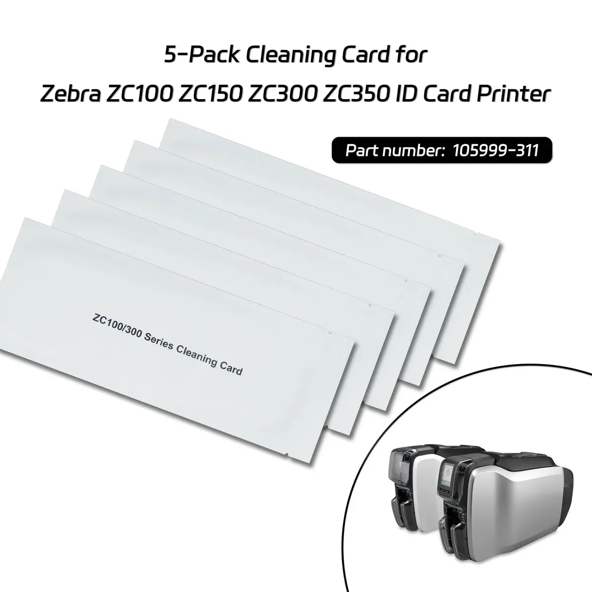 EXCEMO ZC100 ZC300 Cleaning Card for Zebra ZC100 ZC150 ZC300 ZC350 ID Card Printer, 5Pcs Single-use (105999-311) | Easy Maintenance - view 4