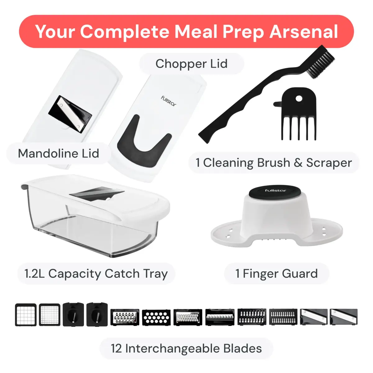 Fullstar Pro Original Vegetable Chopper & Mandoline Slicer Kitchen Gadget with 12 Blades | 1.35 kg (2.98 lb) | All-in-1 Meal Prep Tool - view 9