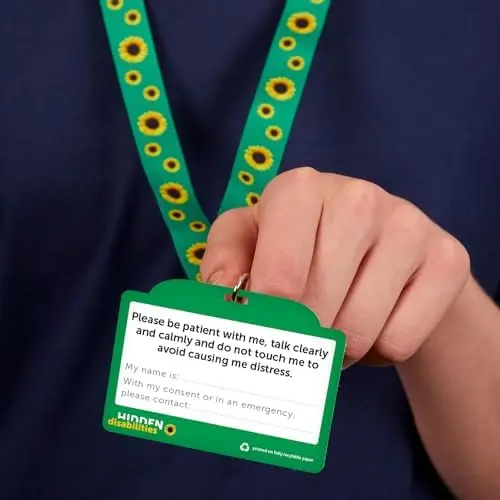 Hidden Disabilities Sunflower Lanyard (85cm) with Autism Card | Autism Awareness Badge for Kids & Adults - view 7