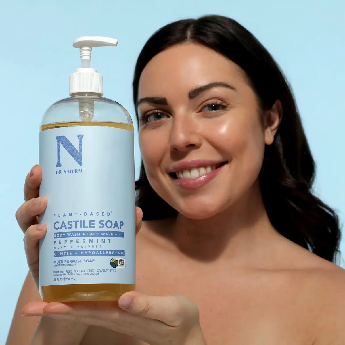 Dr. Natural Castile Liquid Soap - Peppermint 32 oz | Multi-Purpose Skin & Hair Cleanser - view 5