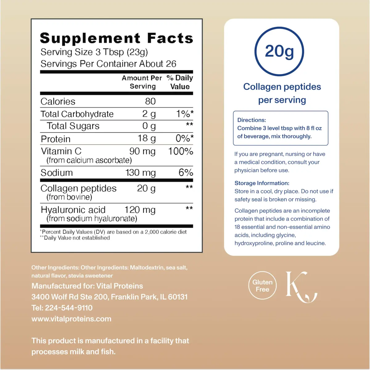 Vital Proteins Collagen Peptides Advanced Vanilla Flavor Powder, 21oz (600g) | Hydrolyzed Peptides with Hyaluronic Acid & Vitamin C - view 2