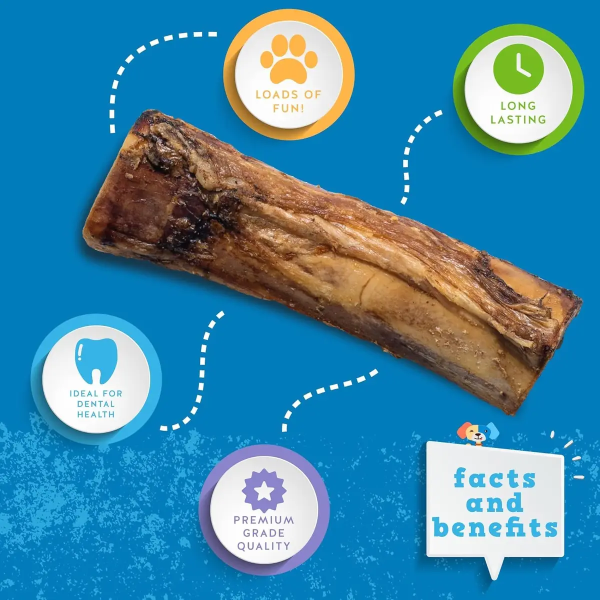 Jack&Pup Marrow Bones for Dogs 2 Pack | Long Lasting Beef Bones for Large Dogs (6") - view 2