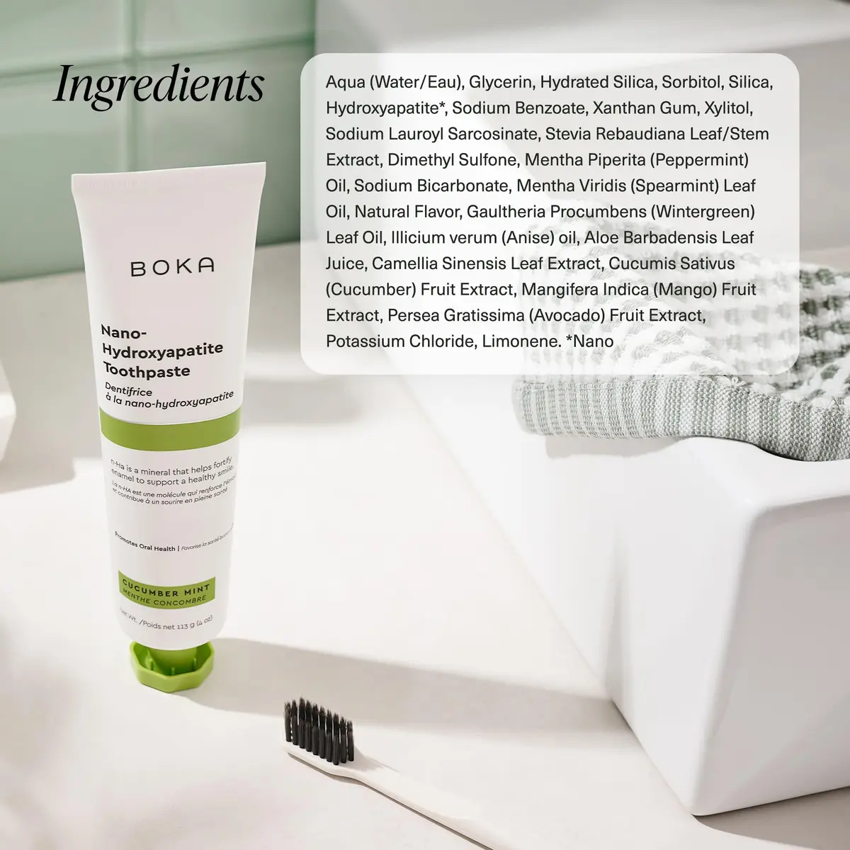 Boka Fluoride-Free Toothpaste with Nano Hydroxyapatite, Cucumber Mint 118g (4 Oz) | Enamel Care & Sensitive Teeth - view 5