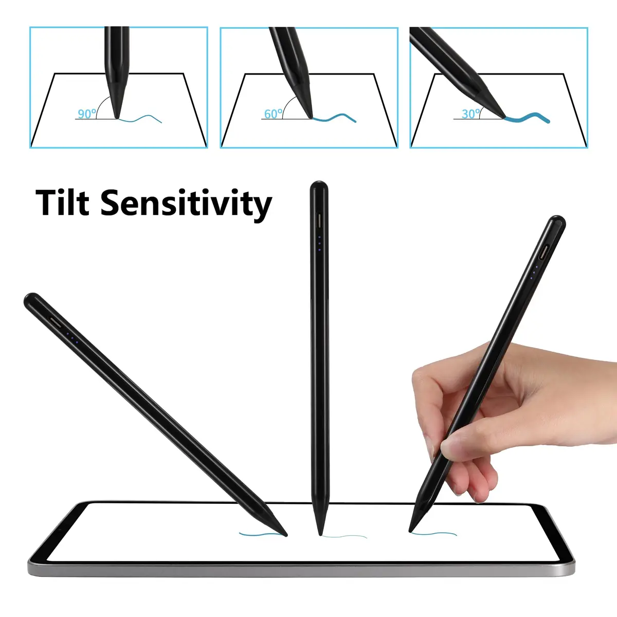 Waiktyne Active Stylus Pen for iPad 11th-6th Gen, iPad Pro M4/M2/M3, Air M3/M2, Mini 7th/6th/5th Gen - Black - view 4
