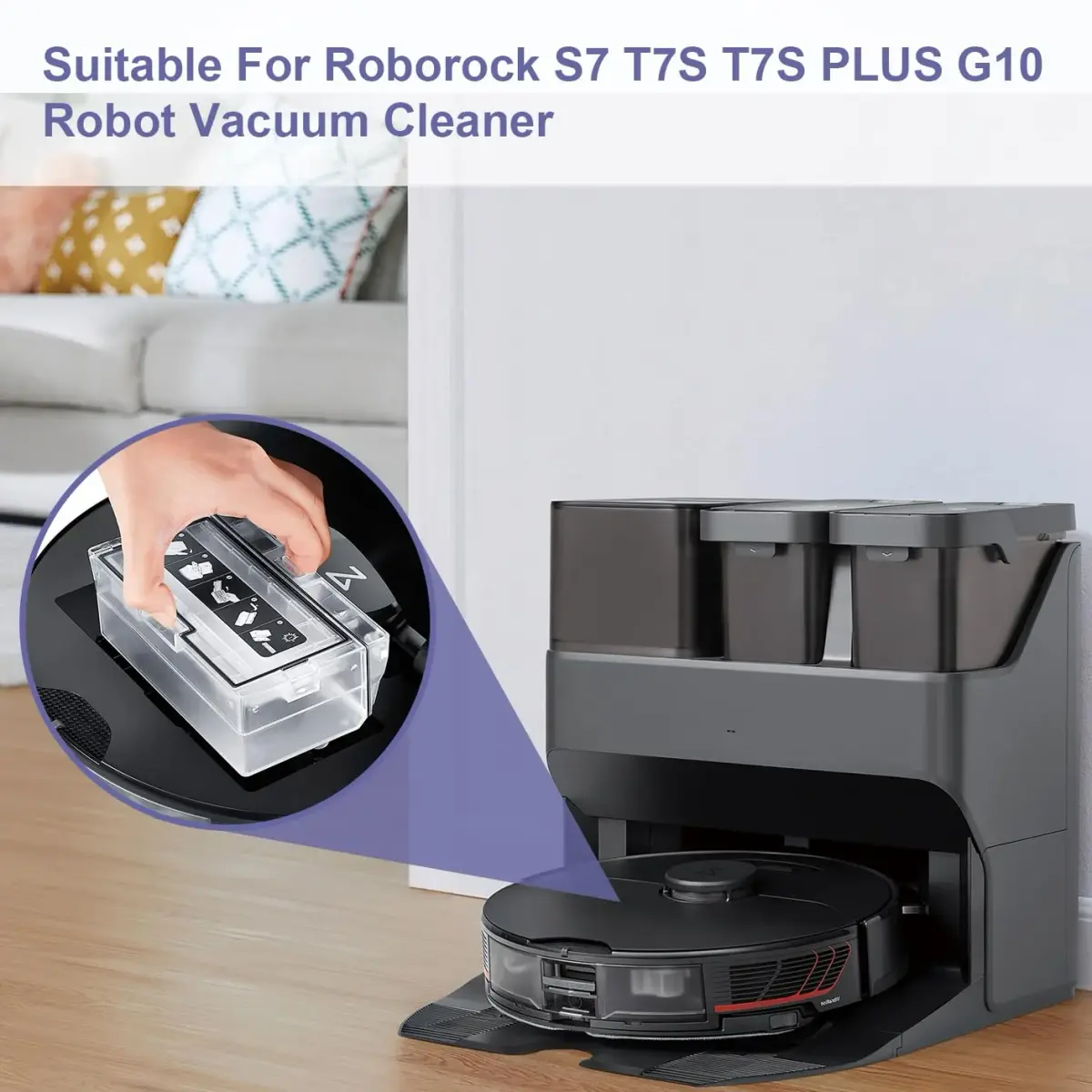 Sgizoku Dust Bin Box for Roborock S7 S70 S75 T7s Plus T7s Vacuum Cleaner - 11.7cm (4.6in) Length - view 6