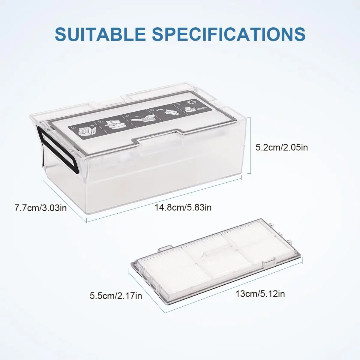 Sgizoku Dust Bin Box for Roborock S7 S70 S75 T7s Plus T7s Vacuum Cleaner - 11.7cm (4.6in) Length - view 2