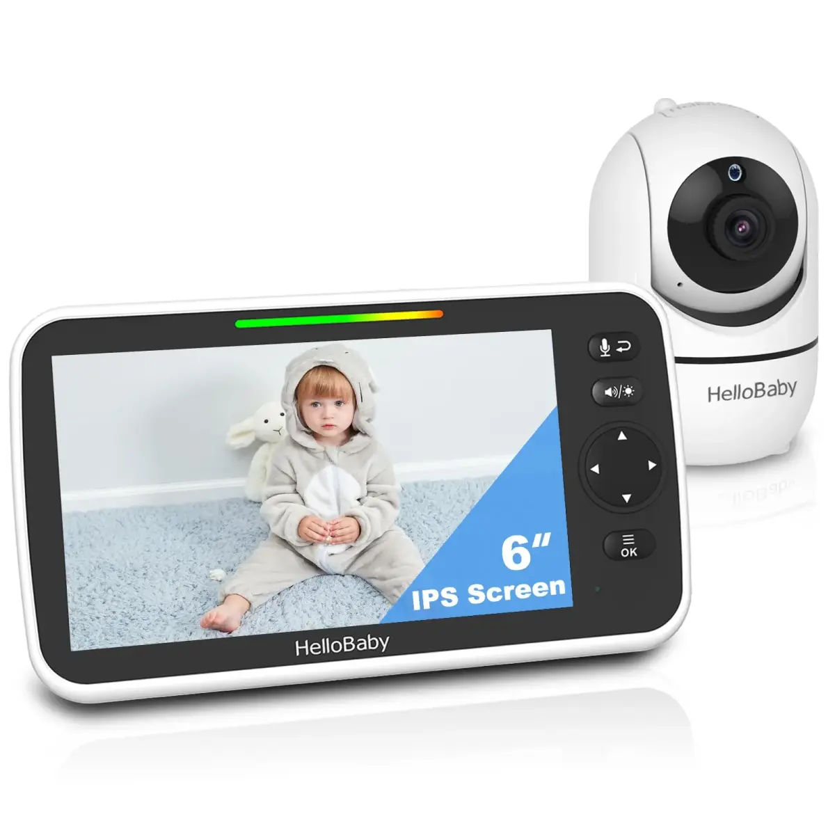 HelloBaby HB6550Plus Split-Screen Video Baby Monitor 6-inch (15.24 cm) | World's First IPS Screen, 30-Hour Battery, No WiFi - main product image