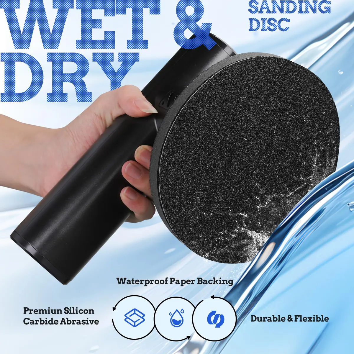 POTUINOM 6 Inch Sanding Discs 240 Grit Silicon Carbide Hook and Loop Sandpaper, 30-Pack | Wet Dry Use for Metal, Wood, Auto Body - view 3