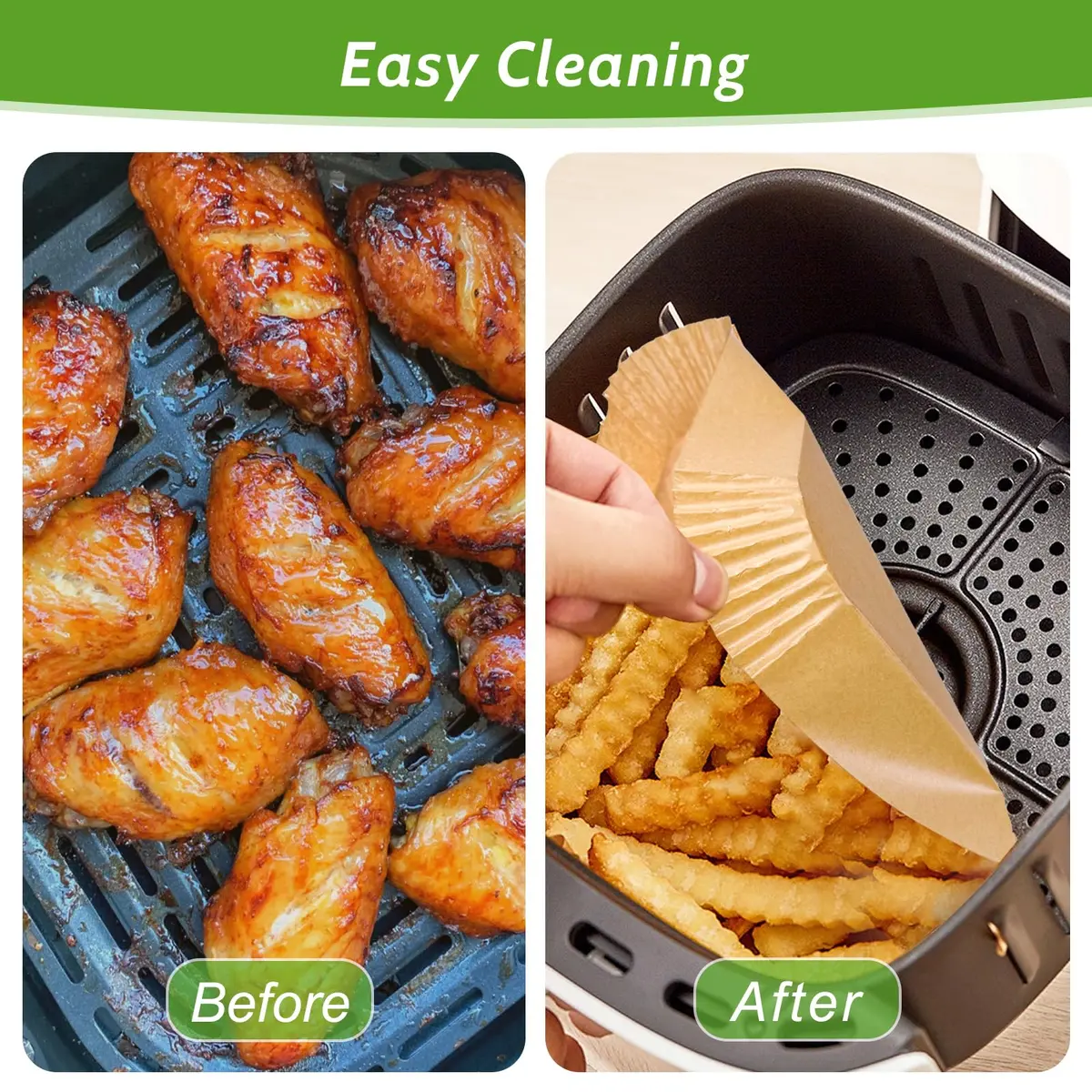 Tripho Heavy Duty Square Air Fryer Paper Liners 6.5 Inch | Non-Stick & Leakproof for Airfryer Basket - view 5