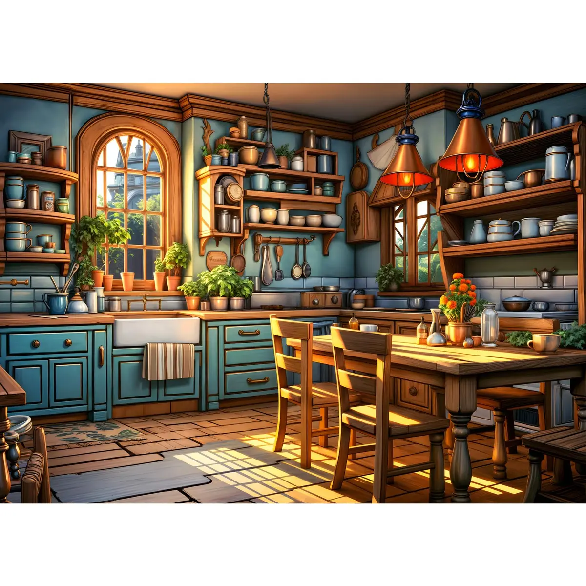 TangComplete Warm Kitchen Jigsaw Puzzle 1000 Pieces 70cm x 50cm | Educational STEM Learning Toy - main product image