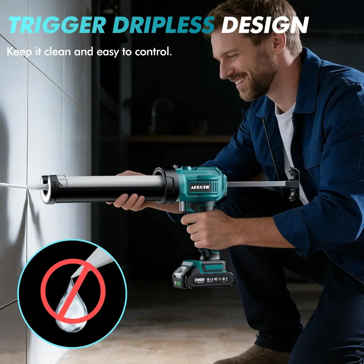 APROTII Electric Caulking Gun for Makita 18V Battery, 10 oz (283g) | 4-Speed Cordless Adhesive Applicator - view 4