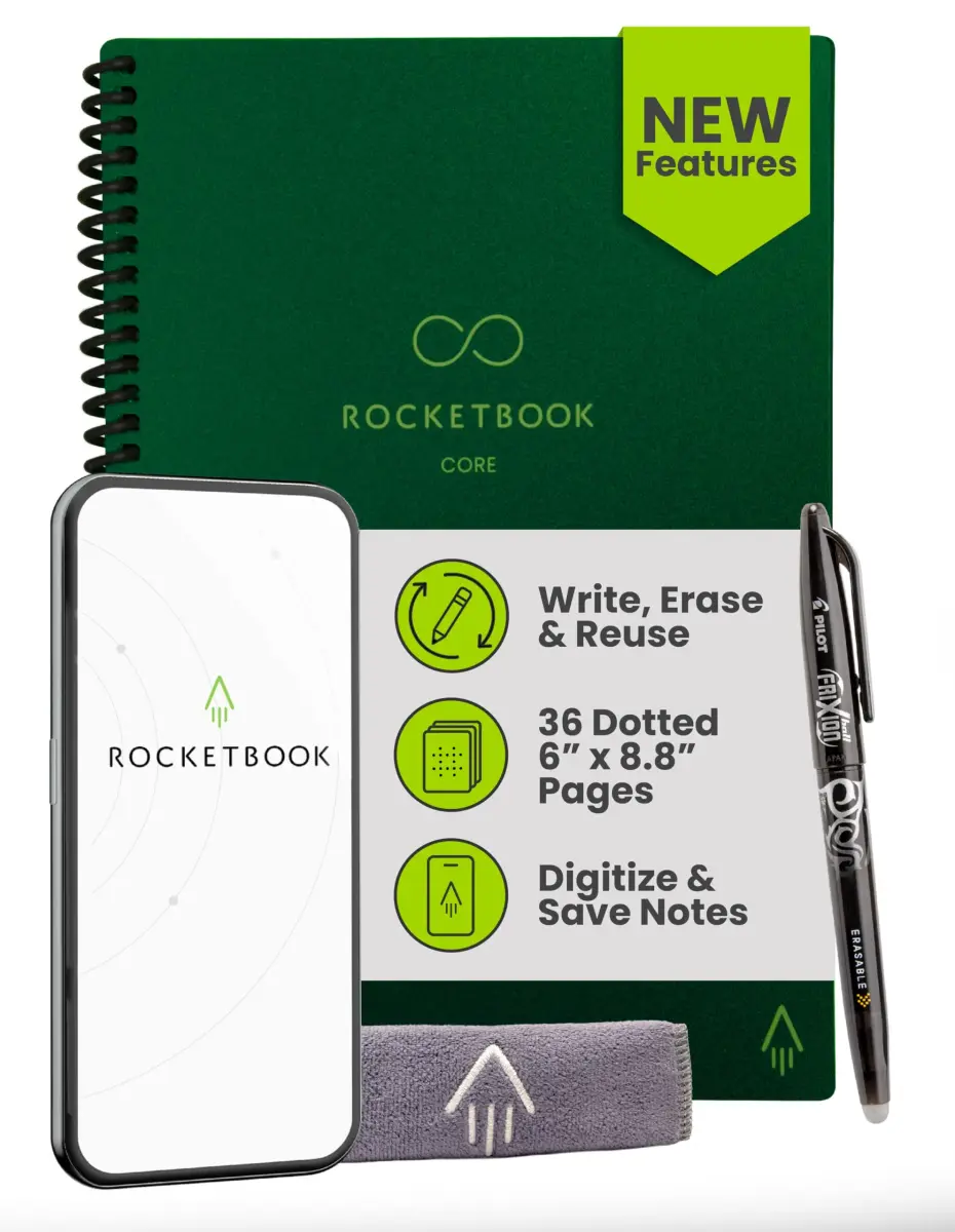 Rocketbook Core Reusable Notebook - Green, Premium Executive Size (6x8.8 Inches) - main product image