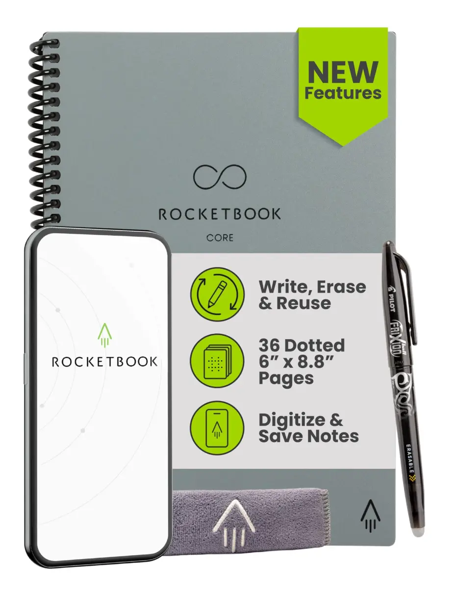 Rocketbook Core Reusable Notebook - Gray, Premium Executive Size (6x8.8 inches) - main product image