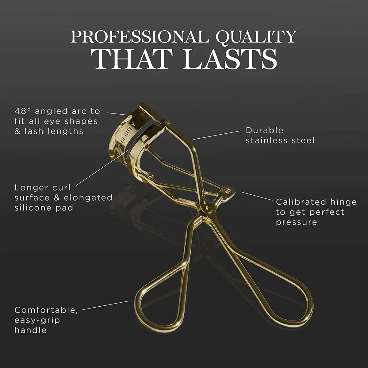 Brilliant Beauty Eyelash Curler - Stainless Steel, Satin Bag, 2 Refill Pads | Gentle, Durable & Travel-Friendly - view 3