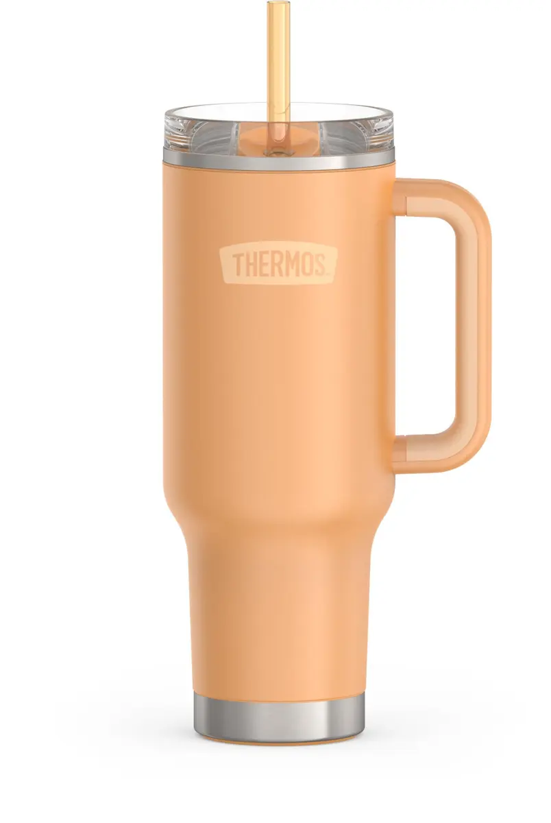 THERMOS 40oz Stainless Steel Cup Holder Mug Melon | Insulated Tumbler with Leak-Resistant Lid - main product image