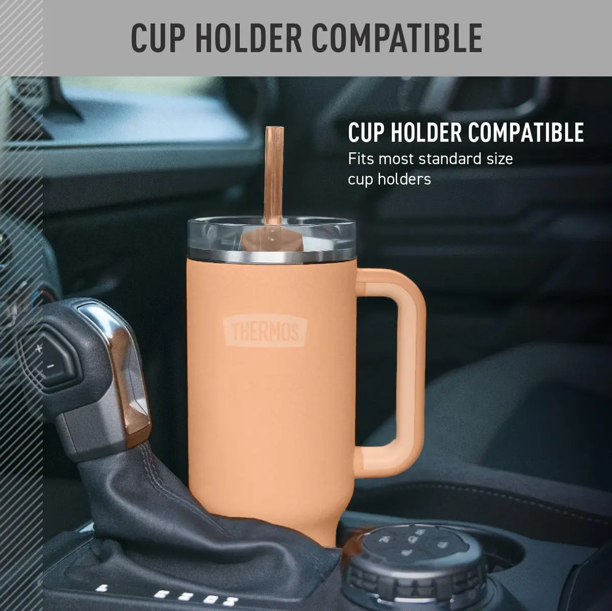 THERMOS 40oz Stainless Steel Cup Holder Mug Melon | Insulated Tumbler with Leak-Resistant Lid - view 6