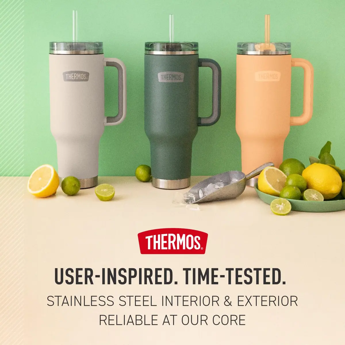 THERMOS 40oz Stainless Steel Cup Holder Mug Melon | Insulated Tumbler with Leak-Resistant Lid - view 8