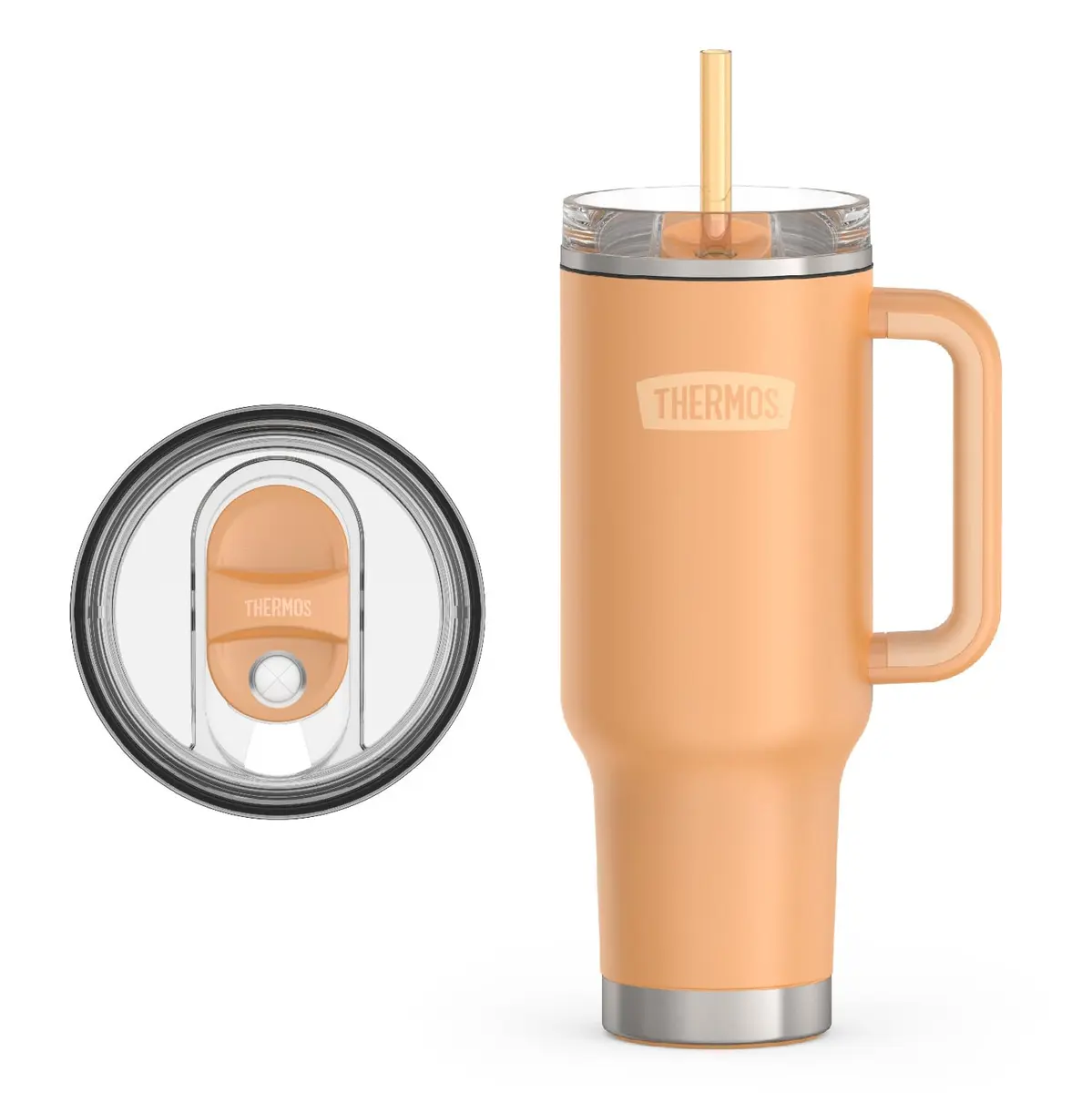 THERMOS 40oz Stainless Steel Cup Holder Mug Melon | Insulated Tumbler with Leak-Resistant Lid - view 2
