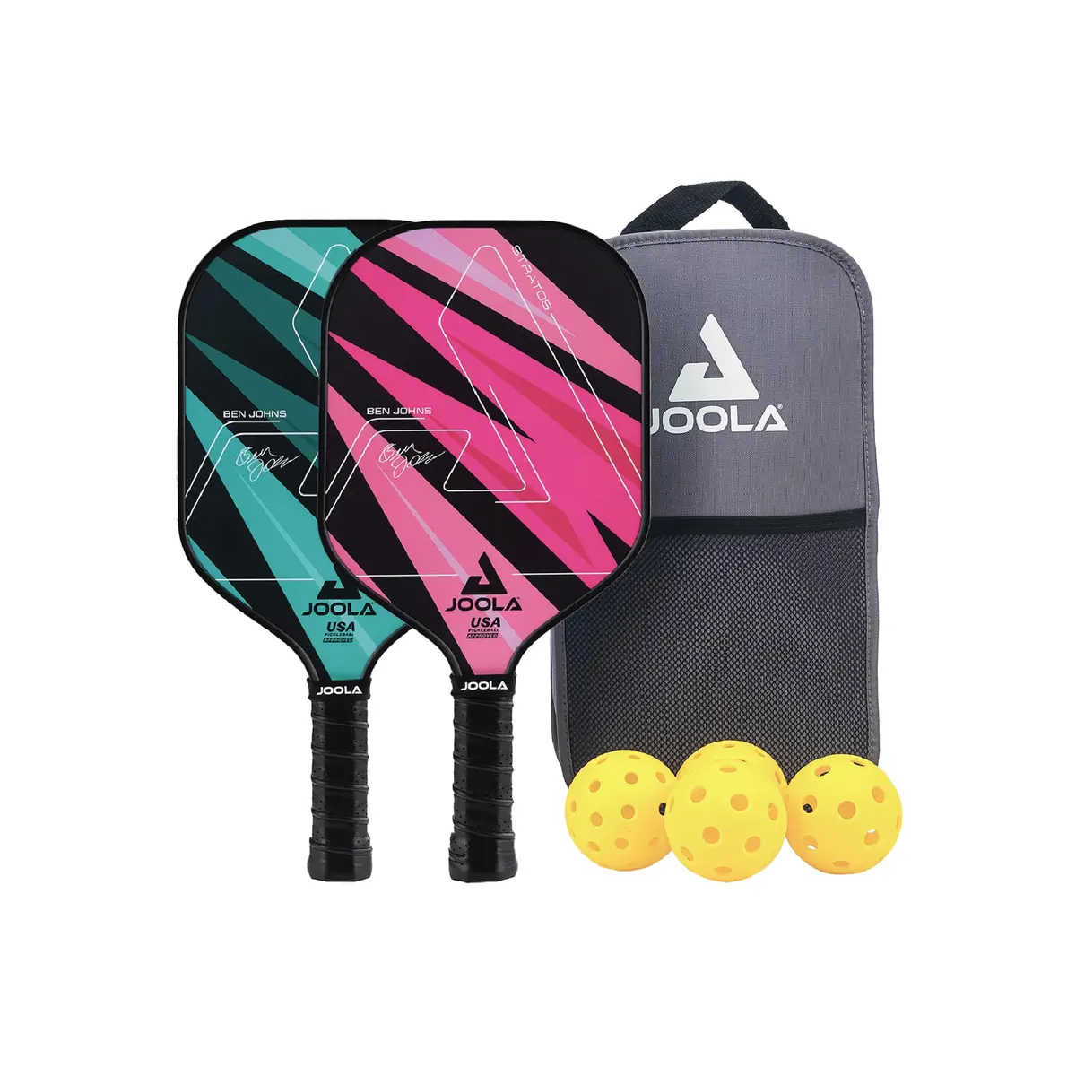 JOOLA Ben Johns 7 Piece Pickleball Set | 2 Paddles, 4 Balls, Bag | Fiberglass & Honeycomb Polypropylene - main product image