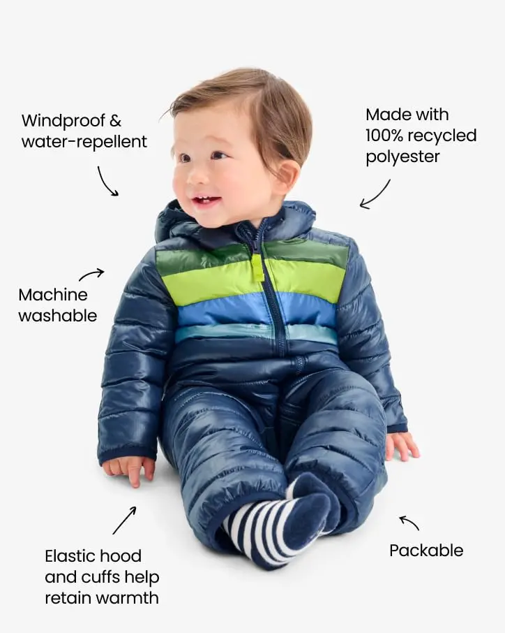 Primary Baby Puffer Bunting Suit, Water-Repellent, Windproof (Iris, 12-18M) | Cozy, Lightweight & Eco-Friendly - view 3