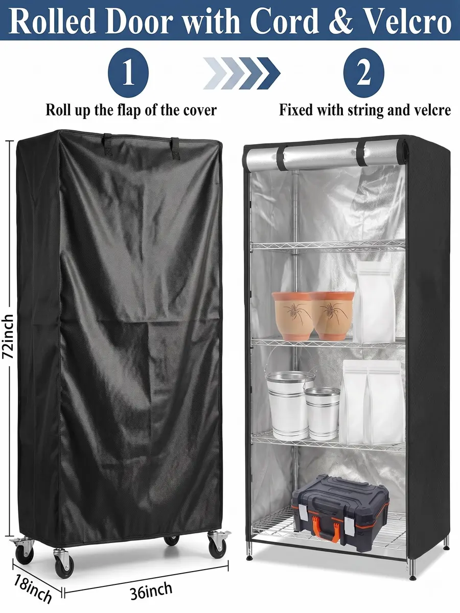 STARVAST Wire Shelf Cover with Zipper, 36" W x 18" D x 72" H (91cm W x 46cm D x 183cm H) | Heavy Duty Oxford Fabric for Dustproof & Heat Insulation - view 5