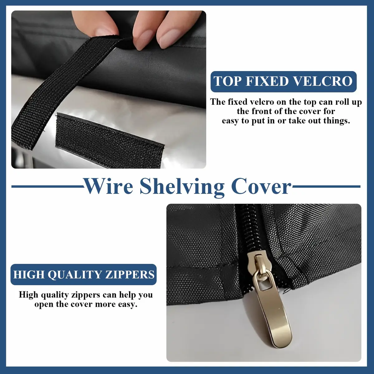 STARVAST Wire Shelf Cover with Zipper, 36" W x 18" D x 72" H (91cm W x 46cm D x 183cm H) | Heavy Duty Oxford Fabric for Dustproof & Heat Insulation - view 4