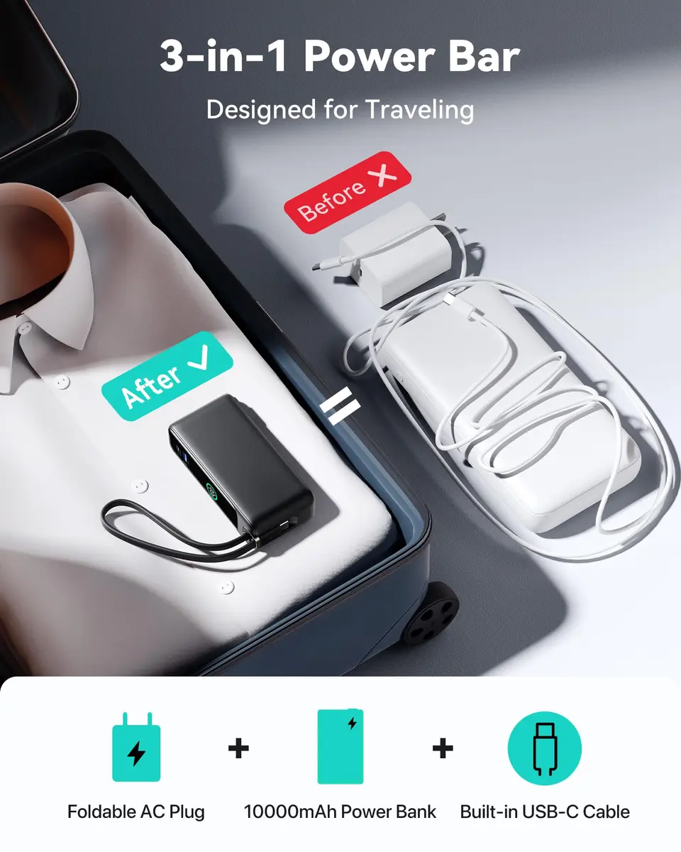 INIU Power Bank 10,000mAh Pink | 30W Fast Charging Travel Power Bank - view 2