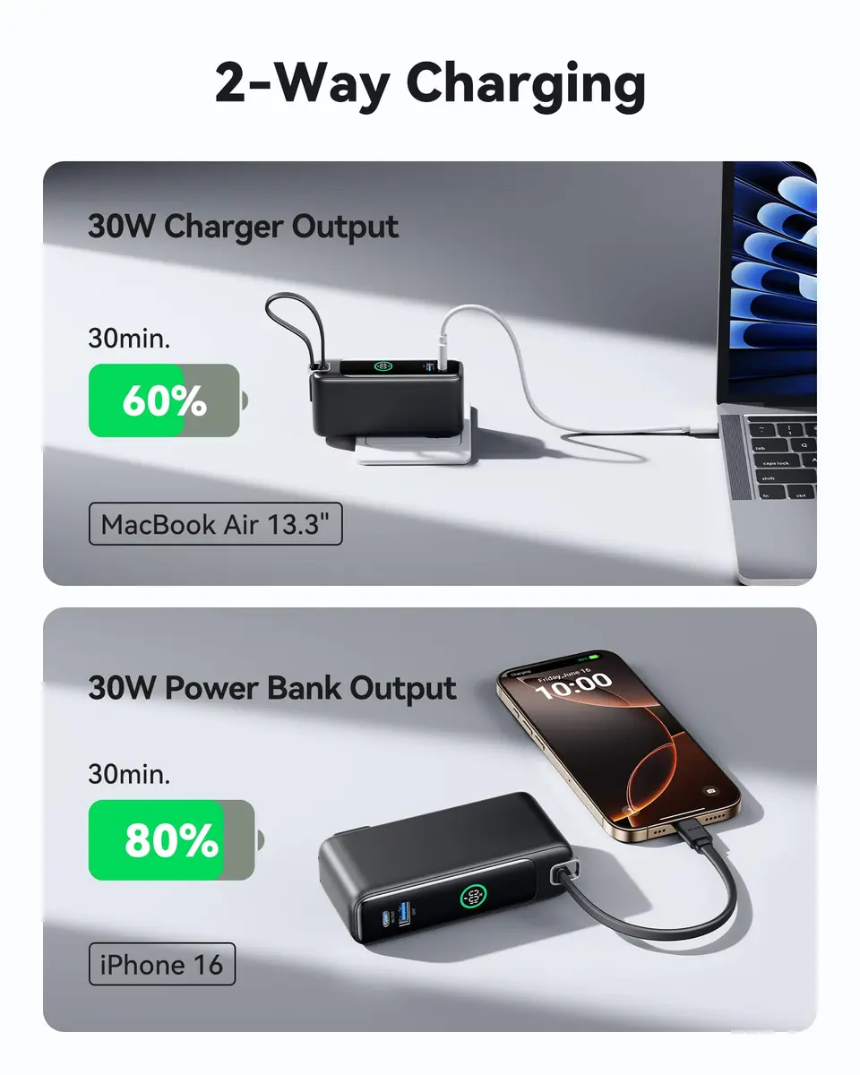 INIU Power Bank 10,000mAh Pink | 30W Fast Charging Travel Power Bank - view 4