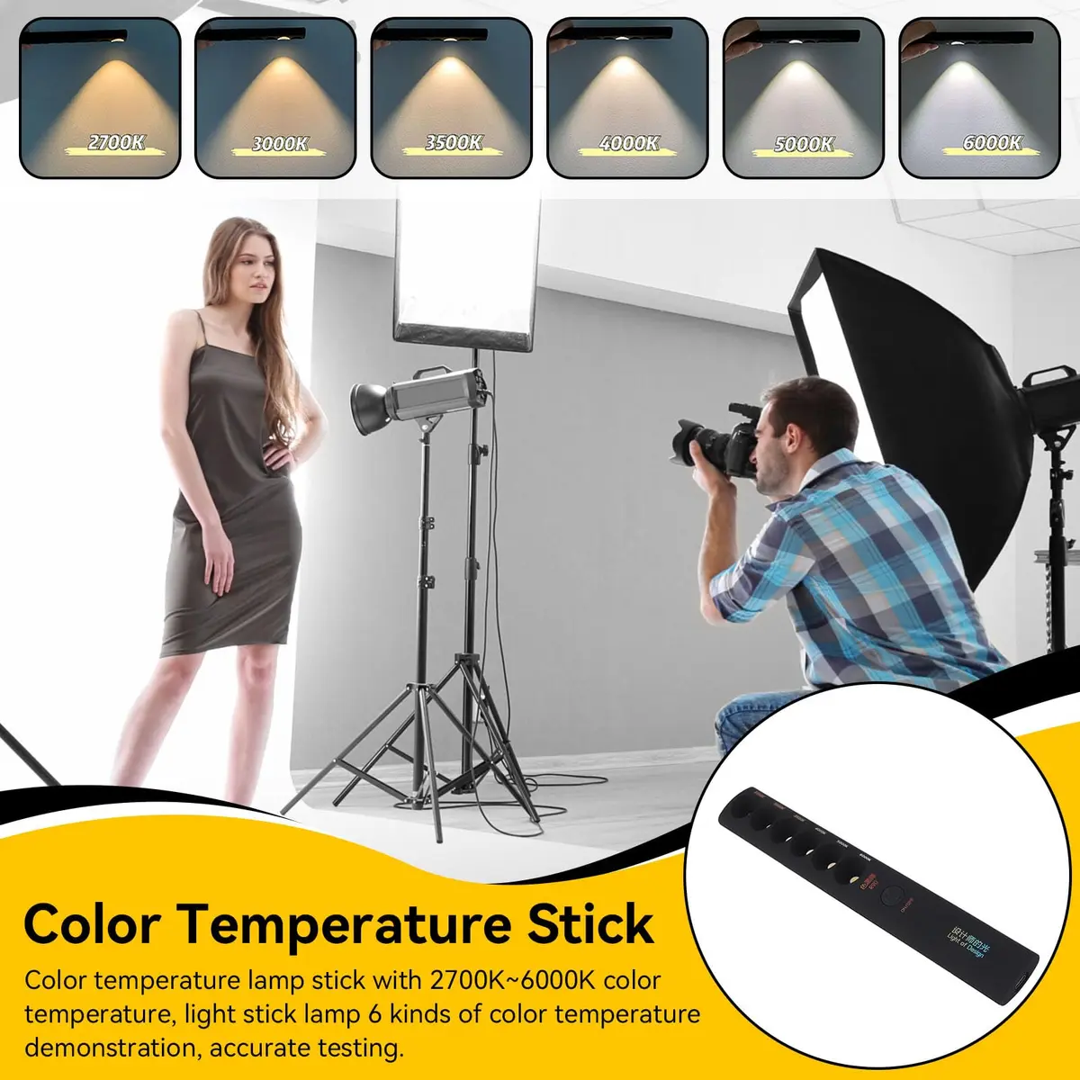 Gsycle Portable Color Temperature Lamp Stick 2700K-6000K | Rechargeable LED Video Fill Light - view 2