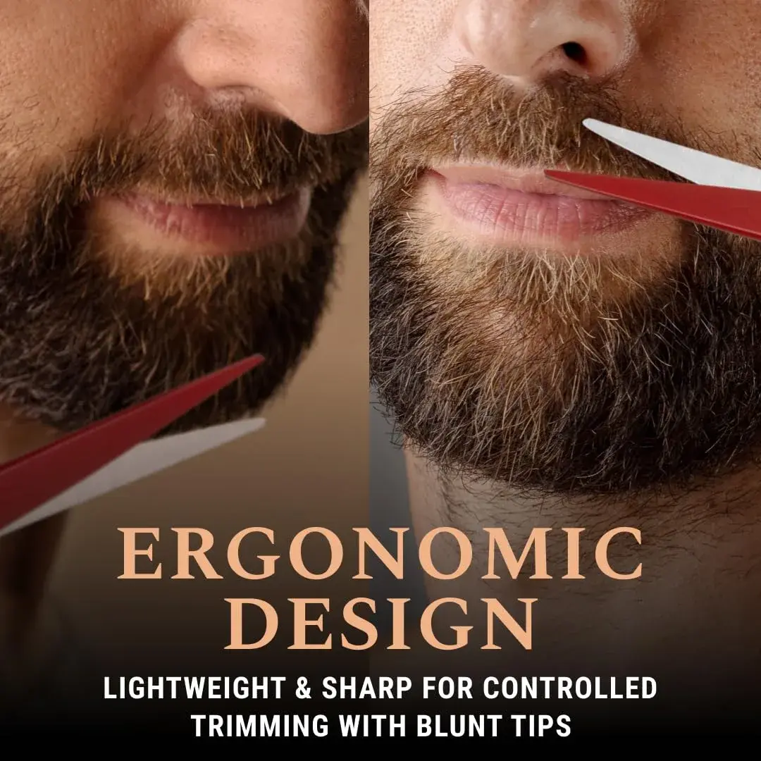 Ontaki Professional Beard & Mustache Scissors 5" (12.7 cm) | German Steel, True Red, with Combs & Pouch - view 4