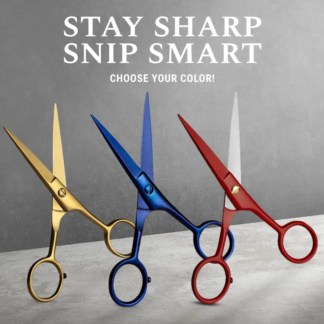 Ontaki 5" Gold Brass Beard & Mustache Scissor with Combs | Professional German Steel Grooming Kit - view 6