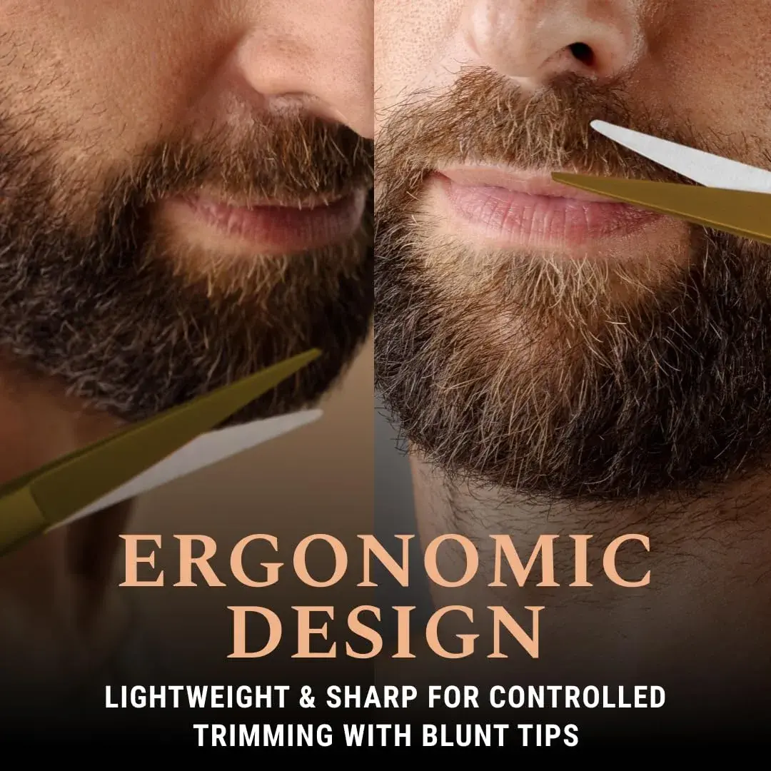 Ontaki 5" Gold Brass Beard & Mustache Scissor with Combs | Professional German Steel Grooming Kit - view 4