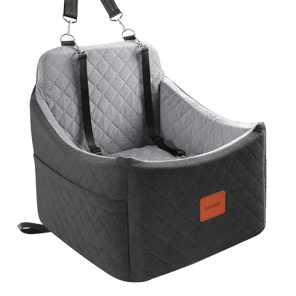 INDYBUD Dog Car Seat for Small Medium Dogs | Detachable Washable Travel Bed with Storage Pockets - main product image