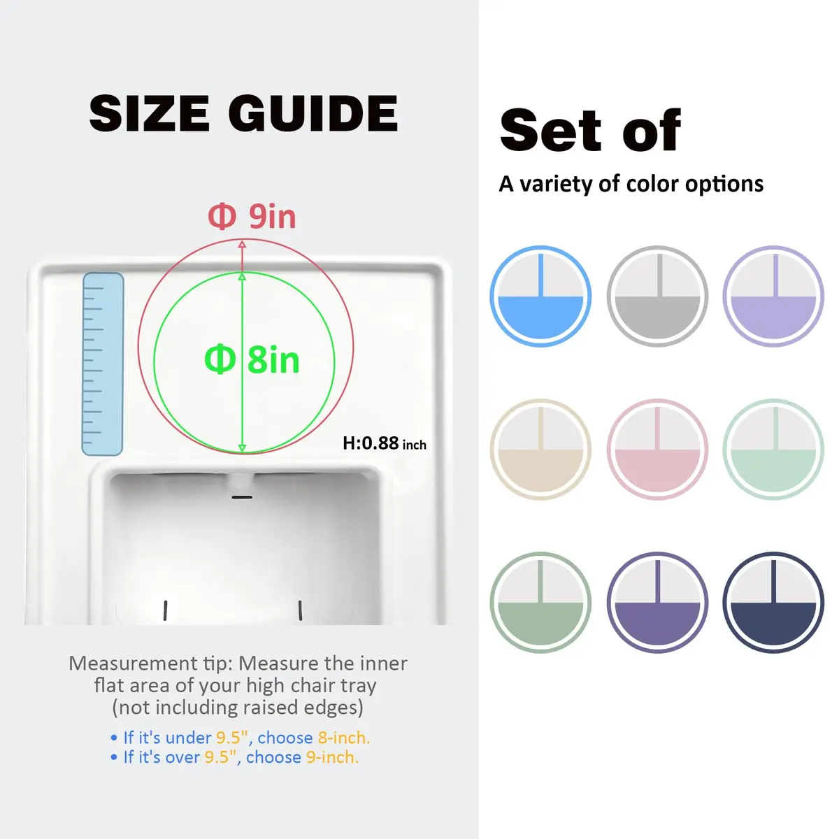 Bakpoco Stainless Steel Suction Plates for Toddlers 9" Divided Portion Control Snack Dishes with Silicone Suction Base, 4 Pack, Blue Green Purple Beige - view 2