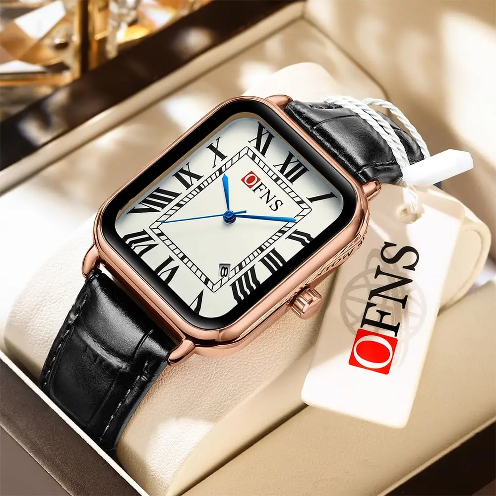 MASTOP Men's Leather Strap Watch Square Quartz Analog 38mm | Vintage Business Casual (70-120 chars) - view 2